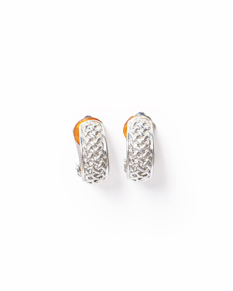 Vintage Christian Dior Textured Basketweave Hoop Earrings