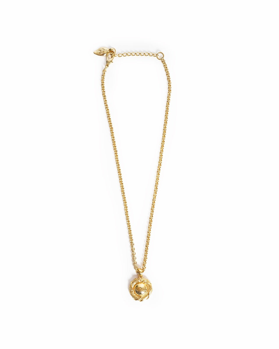 Vintage Kenzo Paris Woven Medallion Pendant Necklace