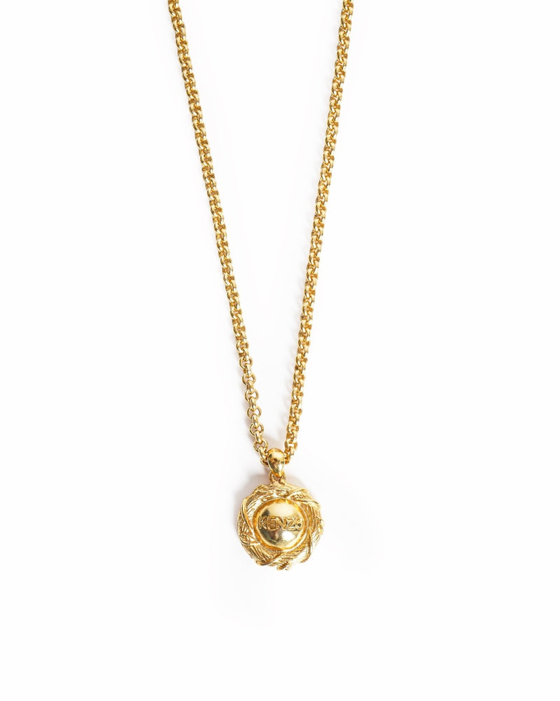 Vintage Kenzo Paris Woven Medallion Pendant Necklace