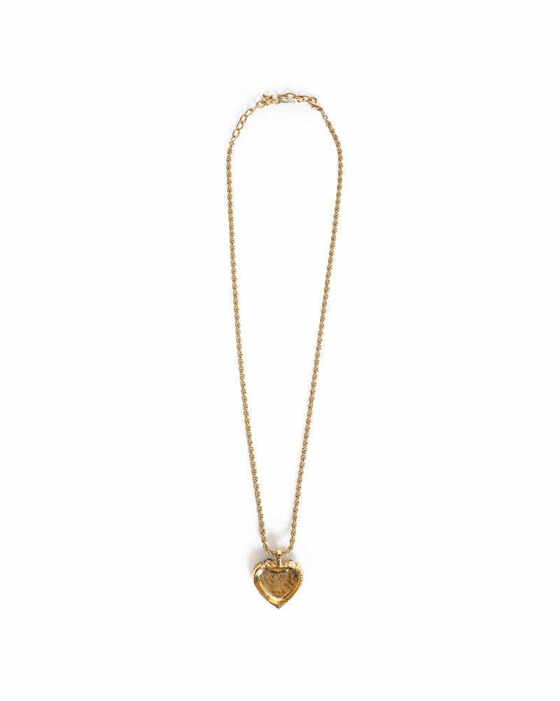 Vintage Nina Ricci Puffy Heart Turquoise Floral Pendant Necklace