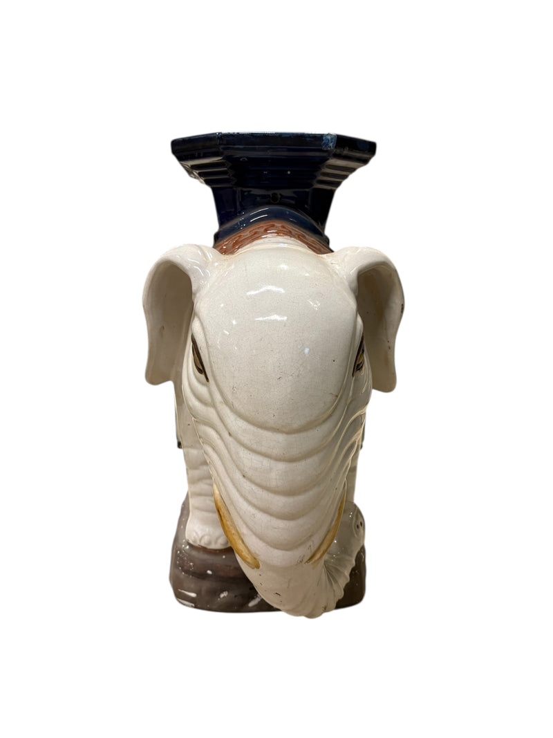 Ceramic Chinese Oriental Elephant Pedestal Figure
