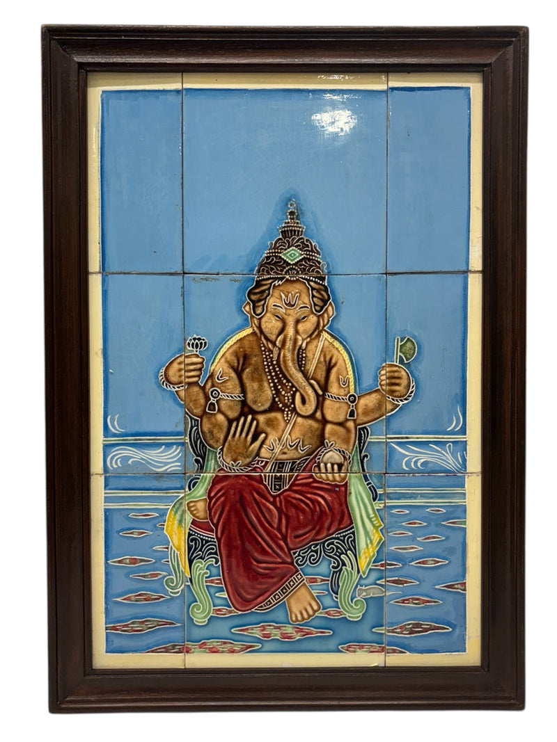 Lord Ganesha Colorful Embossed Tile