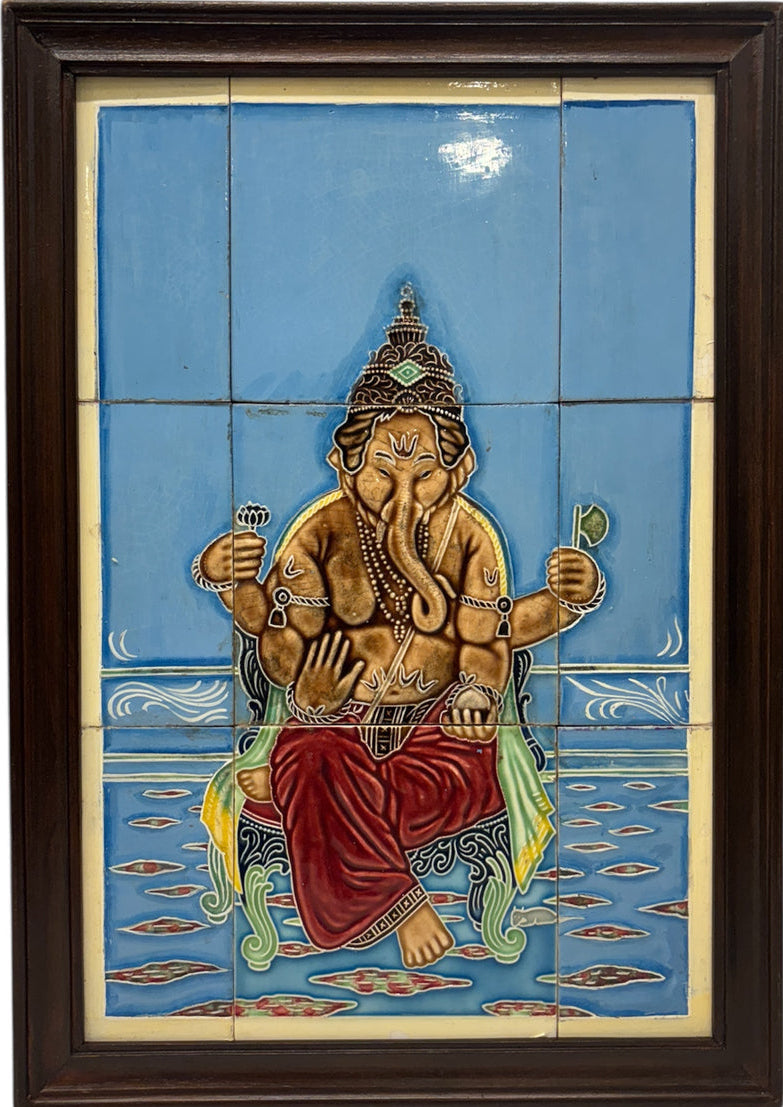 Lord Ganesha Colorful Embossed Tile