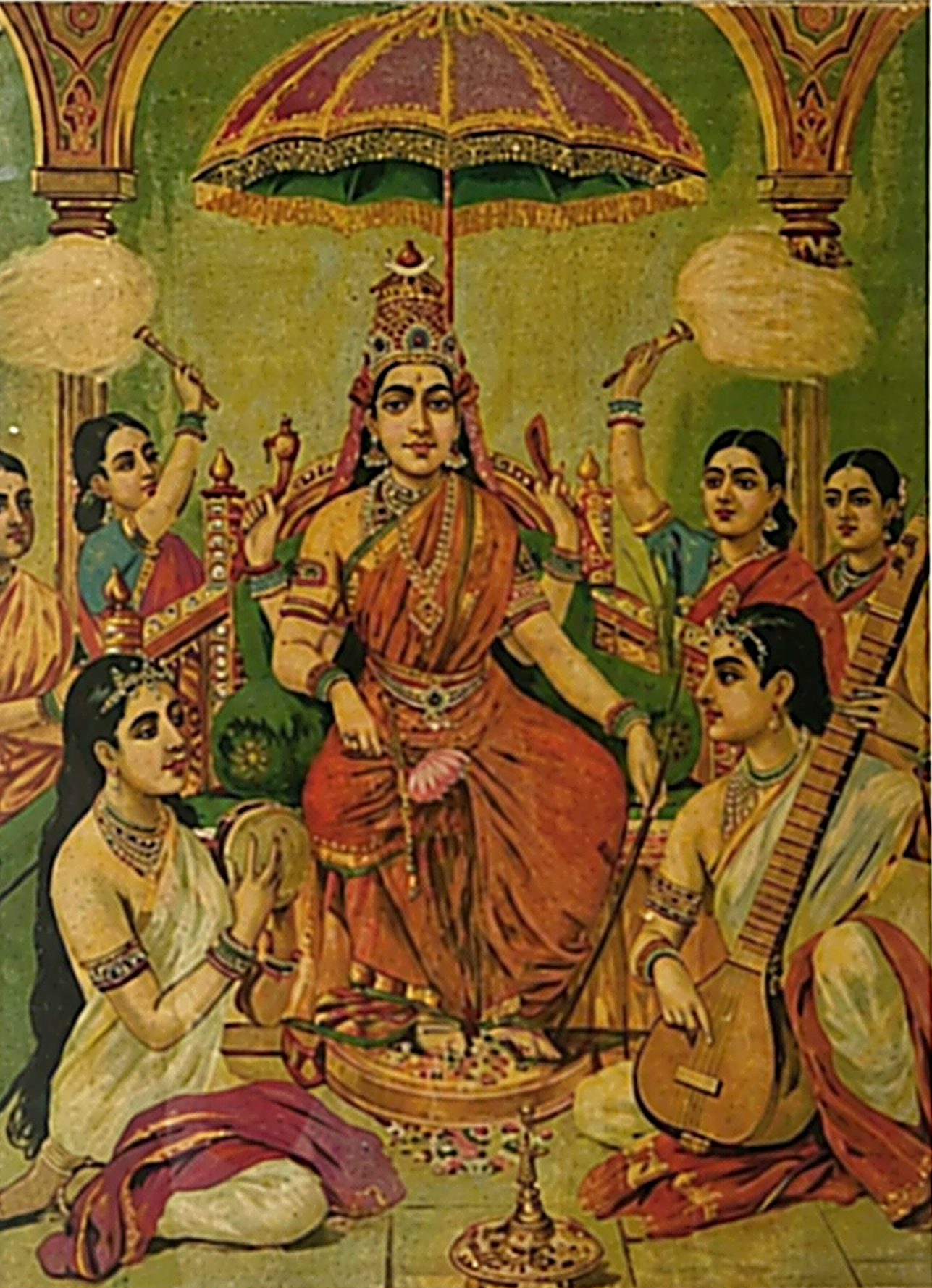 Vintage Raja Ravi Varma Ambika Oleograph (No. 50)