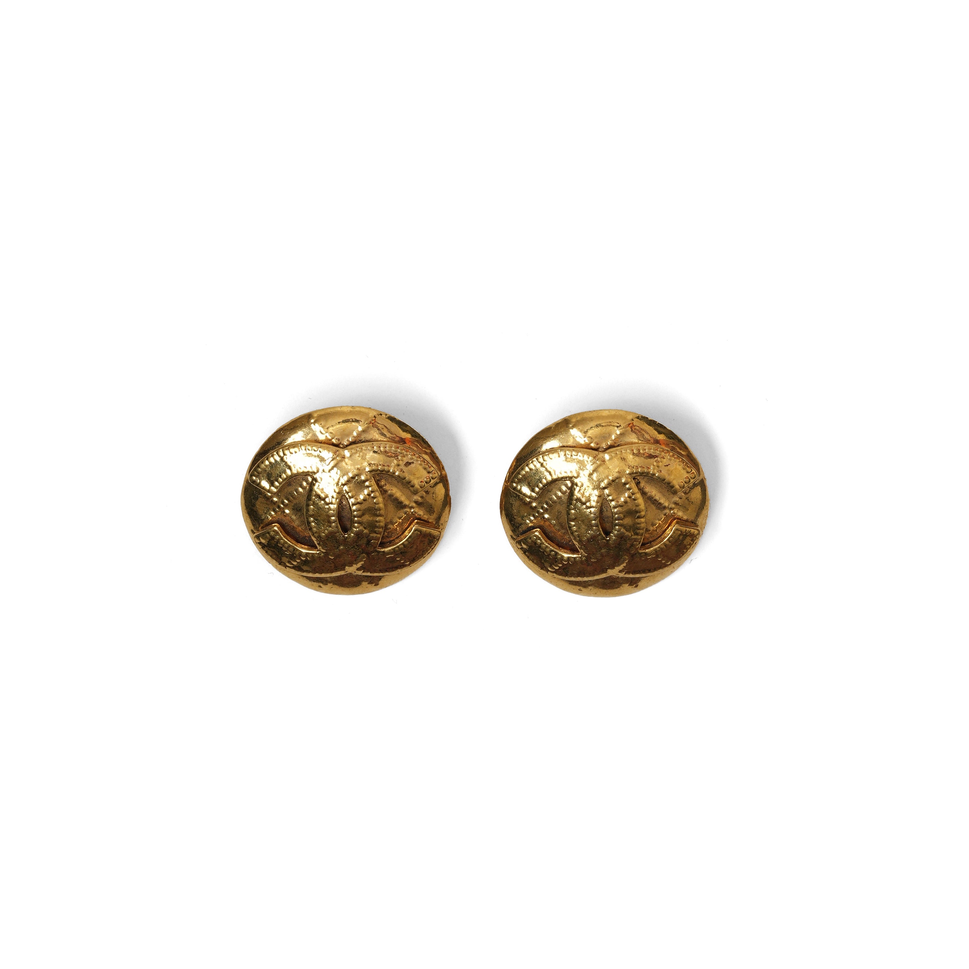 Vintage Chanel Swirl CC Round Earrings