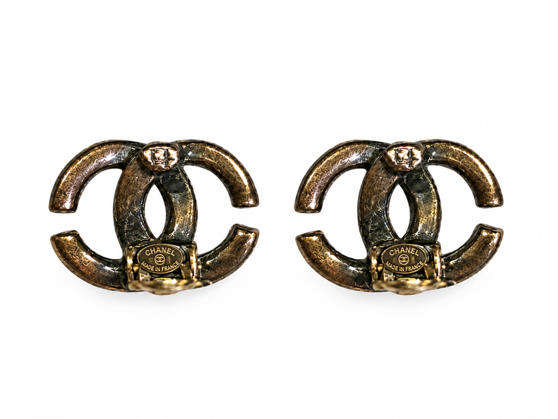 Vintage Chanel Black CC earrings