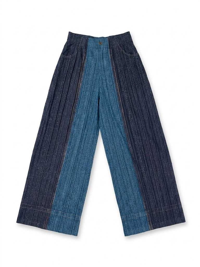 Issey Miyake Pleats Please Denim Wide-Leg Pocket Trousers
