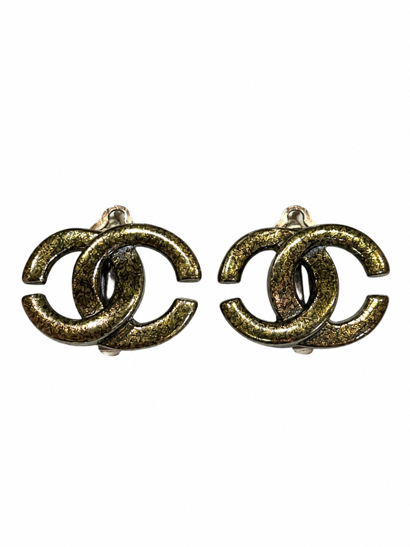 Vintage Chanel Black CC earrings
