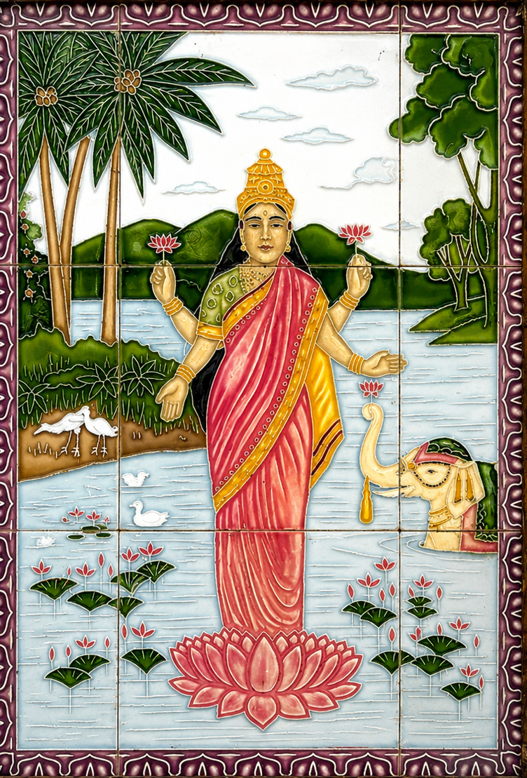 Japanese Tiles Depicting Indian Deities