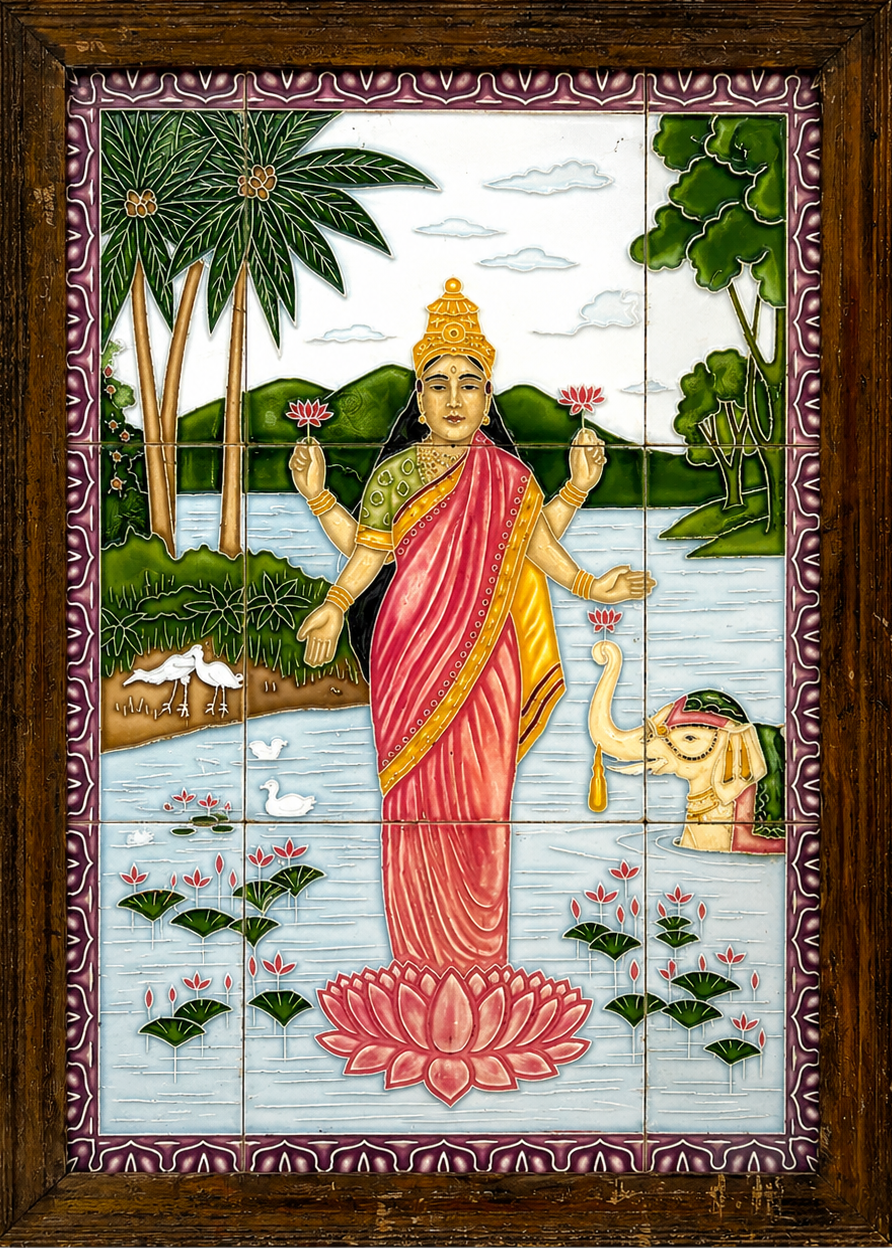 Japanese Tiles Depicting Indian Deities