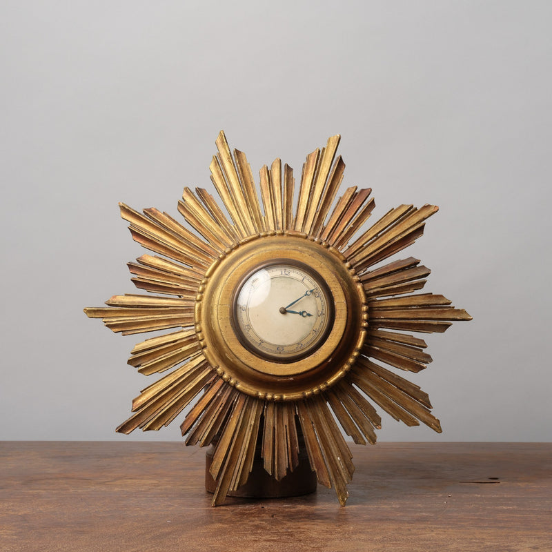 Gilded English Wooden Sunburst, Non Working Clock 1960's