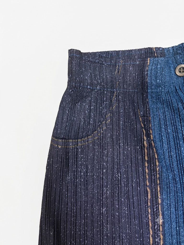 Issey Miyake Pleats Please Denim Wide-Leg Pocket Trousers