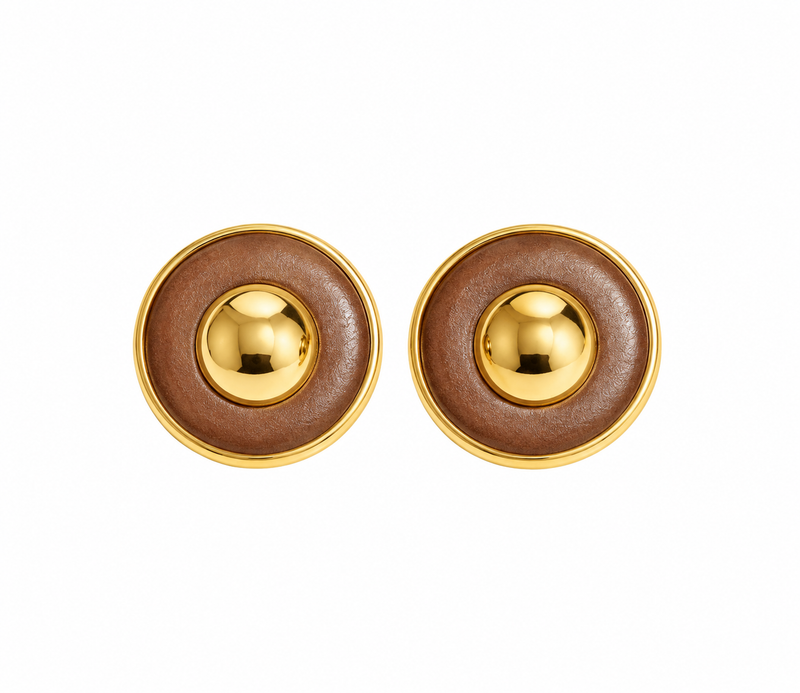 Vintage Hermes Leather Earrings
