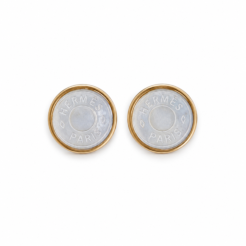 Vintage Hermes White Enamel Earrings