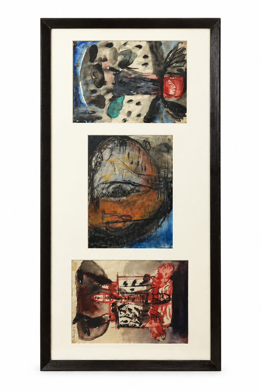 Ramesh Kalkur - Surrealist Triptych Painting (1991) - Framed Artwork