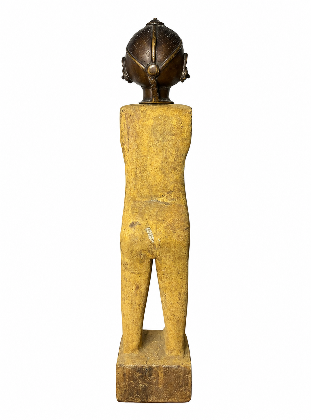 Antique Articulated Wooden Folk Art Doll With Gauri Brass Head
