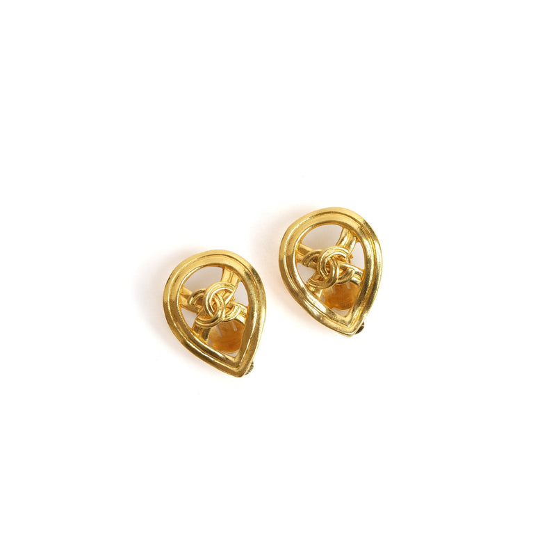 Vintage Chanel CC Teardrop Earrings