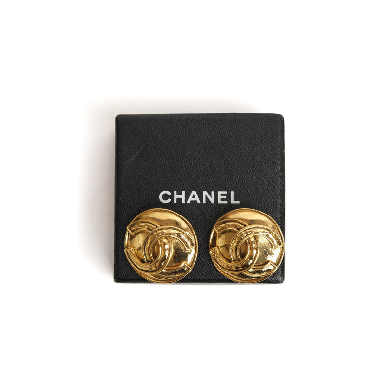 Vintage Chanel Swirl CC Round Earrings