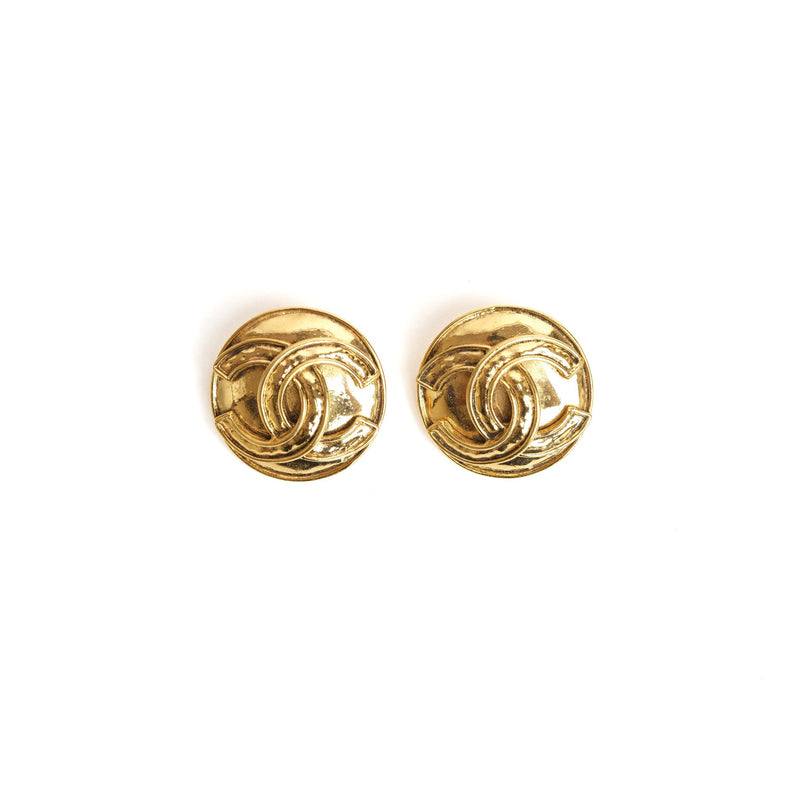 Vintage Chanel Swirl CC Round Earrings