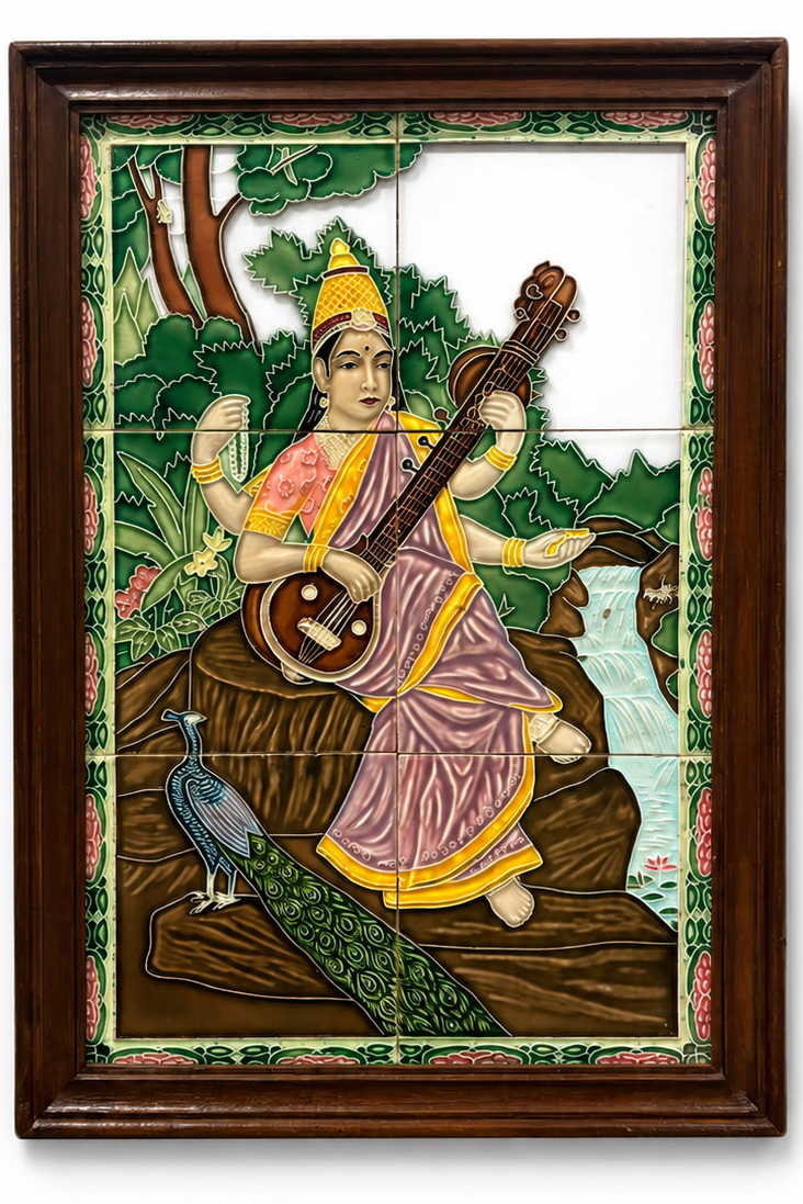 Japanese Tile depicting Indian Deity