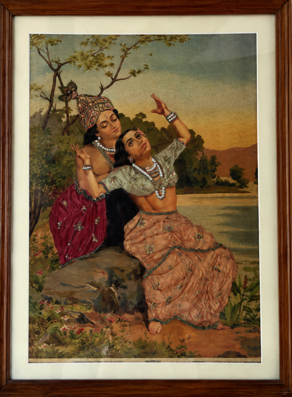 Vintage Raja Ravi Varma Radha Vilas Oleograph (No. 222)