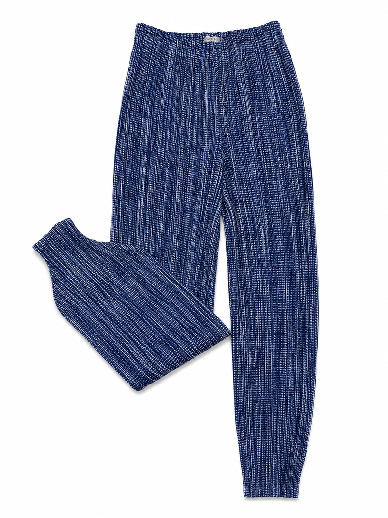 Issey Miyake Pleats Please Indigo Blue Pleated Trousers