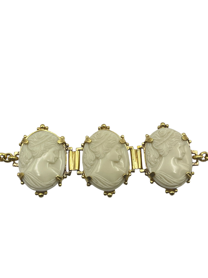 Vintage Italian Cameo Bracelet with White and Cream Cameos - Hero Display View (BBS_MWCB015)